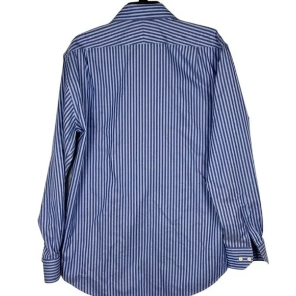 Peter Millar Nanoluxe Easycare Blue Stripe Button Down Shirt Men's Size 16.5L - Picture 5 of 9